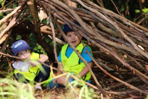 Kindy students playing in cubby house during Bush Kindy at Suncoasst Little Learners